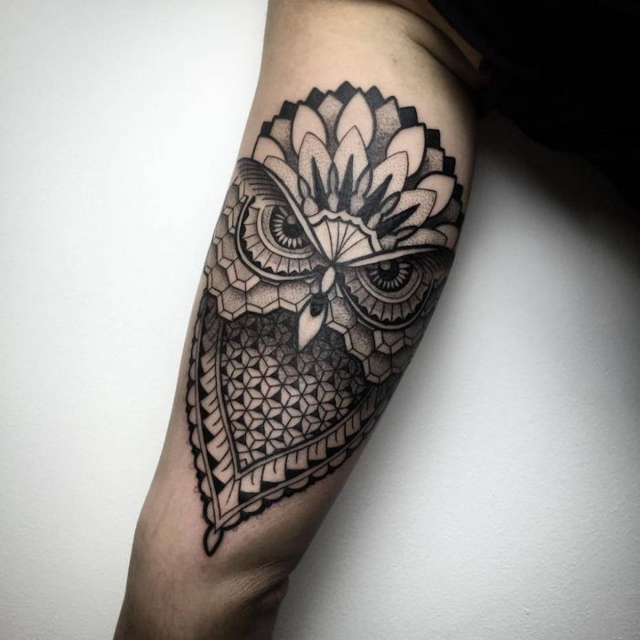 Tattoo Geometric Owl Tattoo Mandala Tattoo com estilos de tatuagem padrão abstrato
