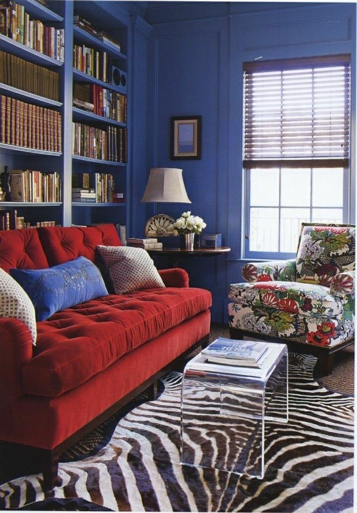 mėlyna-įrėminti miegamasis spalvinga kėdė Stilingas Kušetės raudona