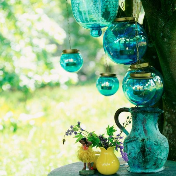 mooie blauw-Lantaarn van glas