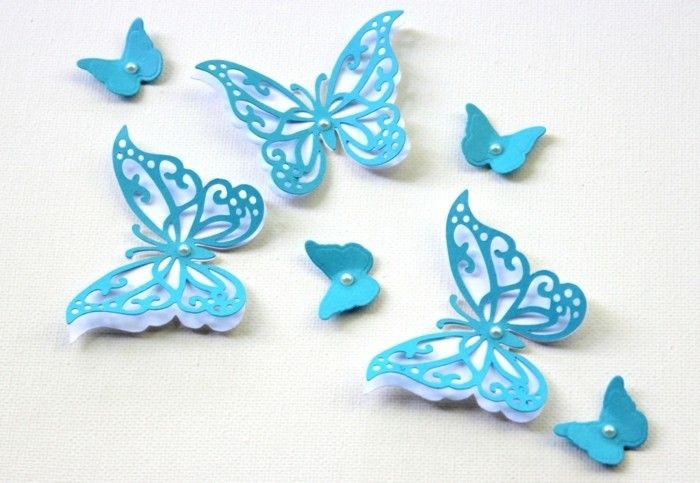 mėlyna-Įdomios-drugeliai-Craft idėjos-su popieriaus