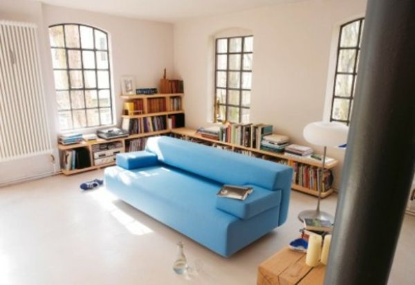 Mėlynas miegamasis sofa-ikea - originalūs langai