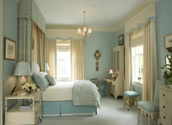 Mėlyna miegamasis dizainas-su-aukšto lubų kambarių