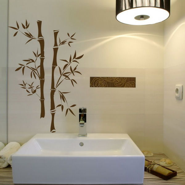 kwiat dekoracja-łazienka-kreatywne-bambusowe malowanie szablonu
