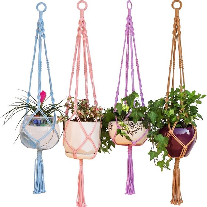 macrame guide gratis vackra färger dekorationer hängande hemma