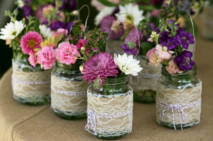 cvetlični lonec prevelik, da ideje steklene čipke dekoracijo za rože roza vijolične bele modre dekoracije