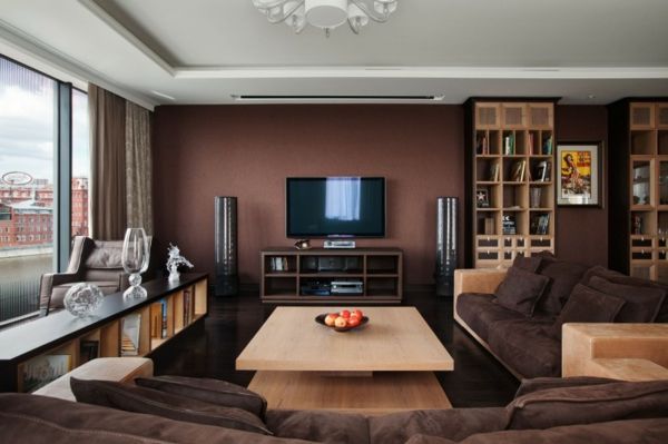 hnedo-nábytok-obývacia izba drevo