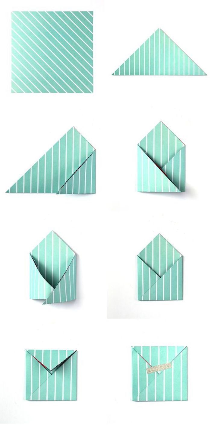 Vik gröna kuvert själv - Kuvert gör en detaljerad vikningsinstruktion