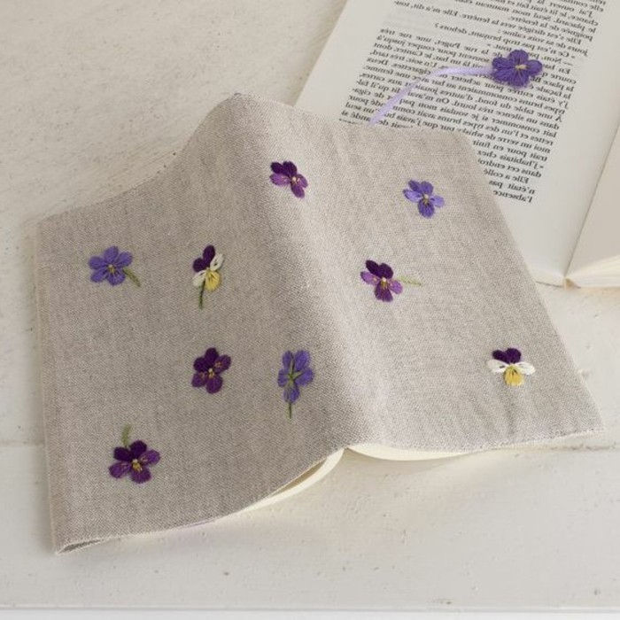 Boka kuvert själv-making buchhuelle-sömnad-Floral Deco floral-sy-on-the-bok Envelope violett