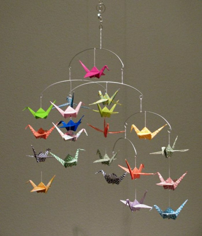 origami colorati gru-Mobile