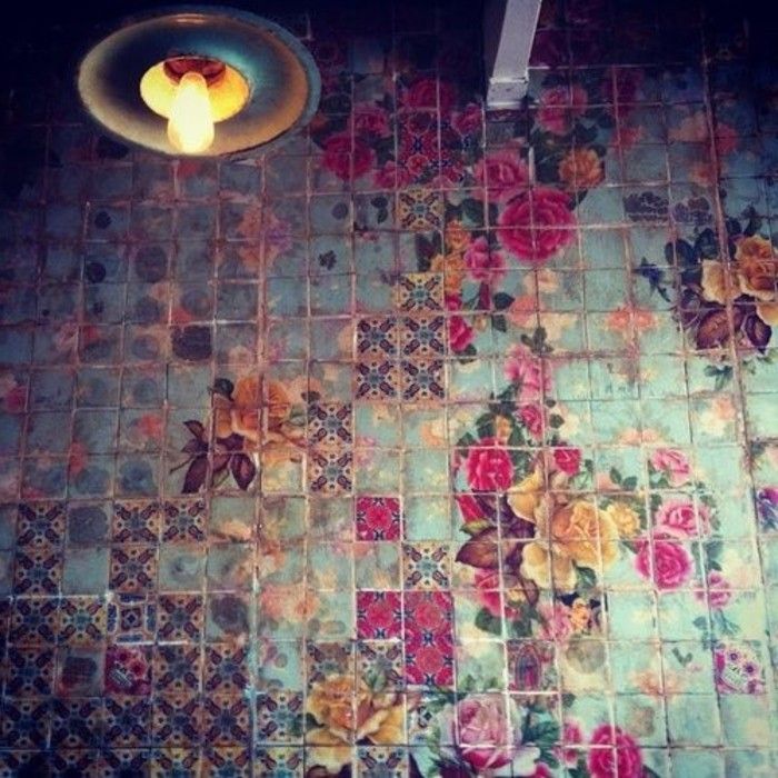 Çiçek motifleri-bohem için banyo iç renkli duvar karoları
