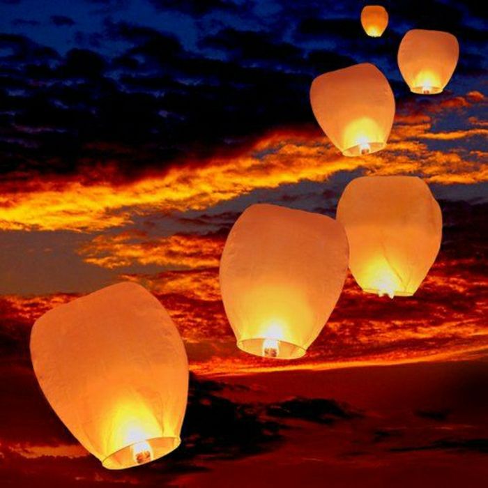 Flying Lanterns Sky Sunset