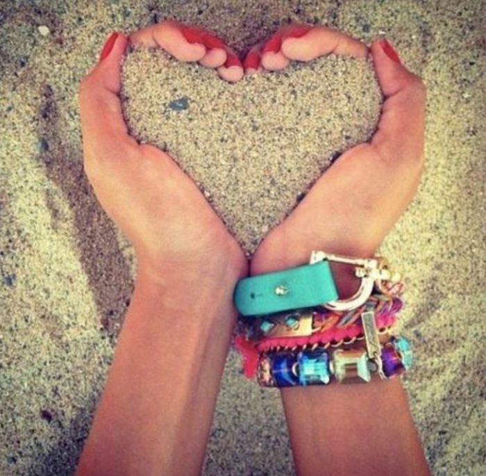 kul plaža pesek Heart Hands Zapestnice