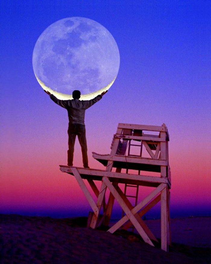cool slike Man Moon Sunset orožja