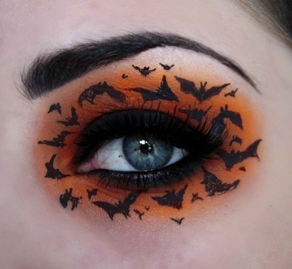 Frescos do Dia das Bruxas ideias de maquiagem morcegos