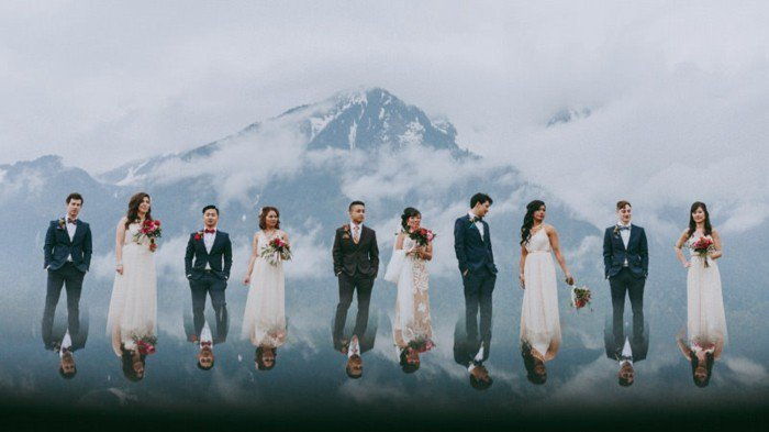 cool vestuvių fotografija atspindys of-the-snukio ir-kalno-originalių vestuvinių nuotraukų
