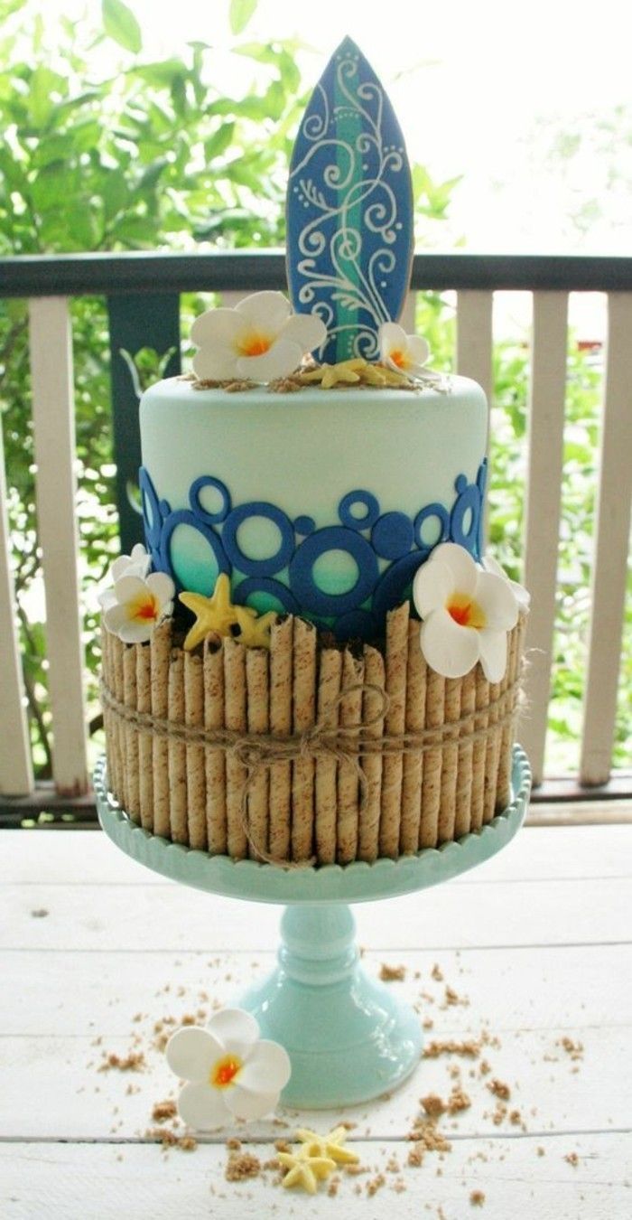 kul ideja-za-rojstni dan torto, v tropskem slogu