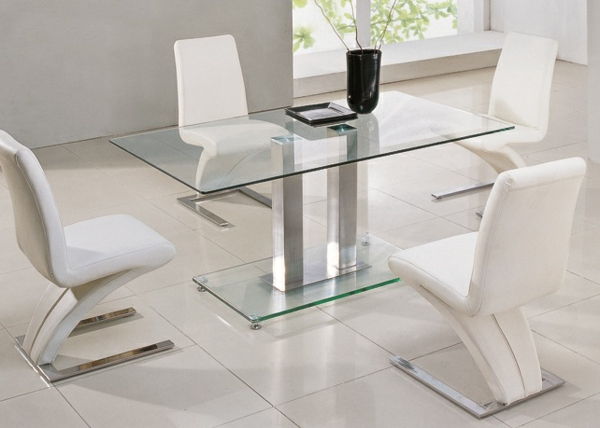 modern cam masa yemek odası