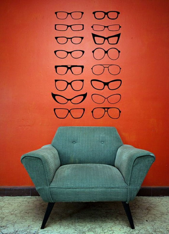 cool-Wandtattoos óculos black frame diferentes formas poltrona vermelha da parede