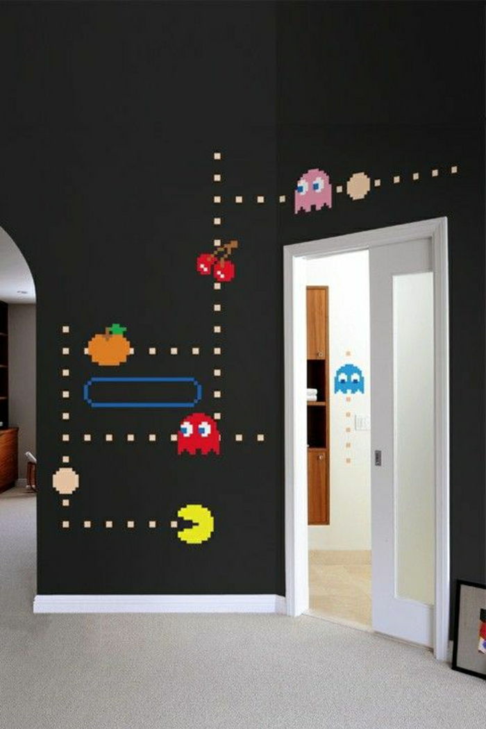 Kalkomanie ścienne cool-Black-ściany-Pac-Man