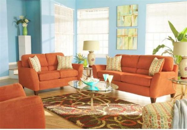 Cool-color-nápady-obývačka-oranžovo-i-blue-sky farebný koberec