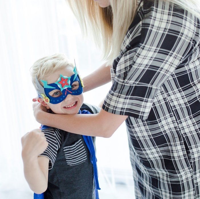 Superhero Cadılar Bayramı Maskeleri - Kaptan Amerika'dan küçük çocuklar için mavi bir maske