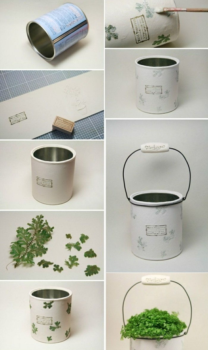 cool-cose-Tinker-vaso di fiori-di-lattine-verde-impianto-fai da te-bianco-color