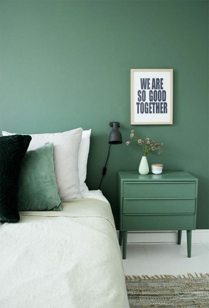 Cool-spálňa-stenové konštrukcie zelená farba farby stien
