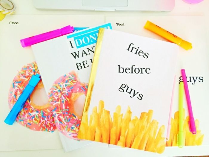 Śmieszne etykiety o tematyce spożywczej drukowane na przyborów szkolnych - Pottes Fries and Donuts