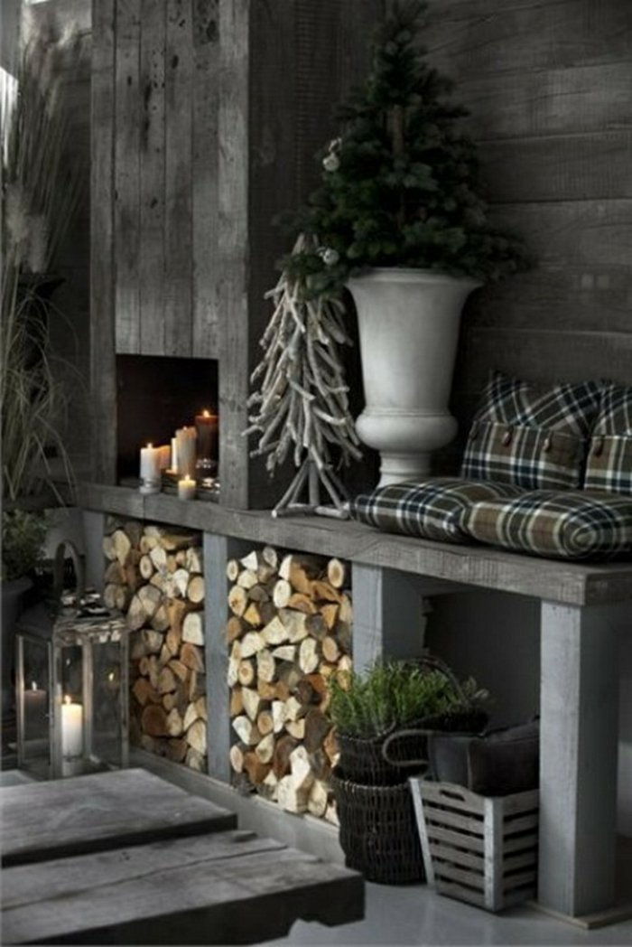 studeno weihnachtsdeko dekoratívne jedľa-plain-šedý interiér