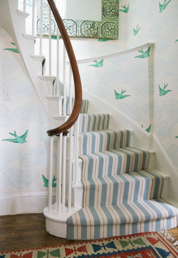 Tapete legal para escadas Azul-Branco