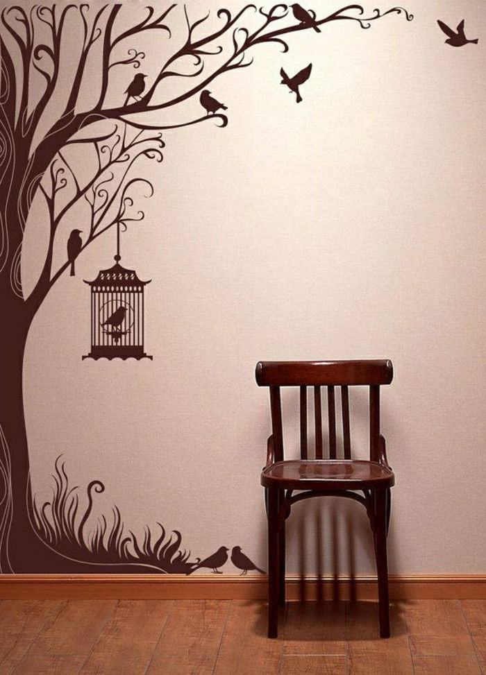 cadeira legal adesivos de parede árvore aves de gaiola