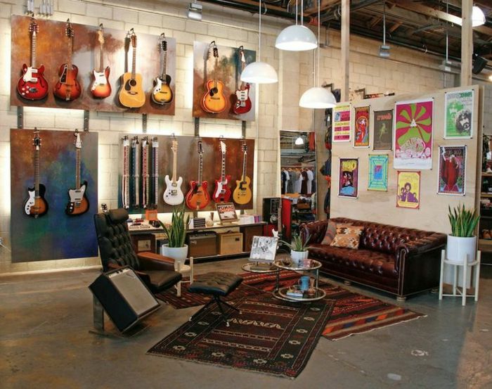 guitarras parede-muitos originais interior-design legal