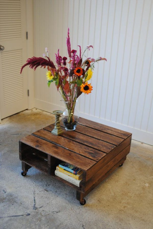 bouw zelf een salontafel - combineer met bloemen