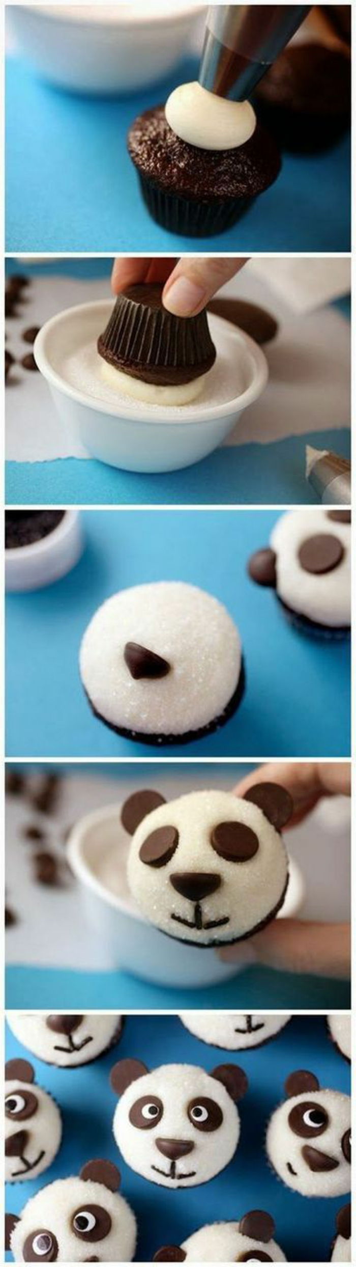Sjokolade cupcakes med hvit krem ​​og kakao søppelbjørn