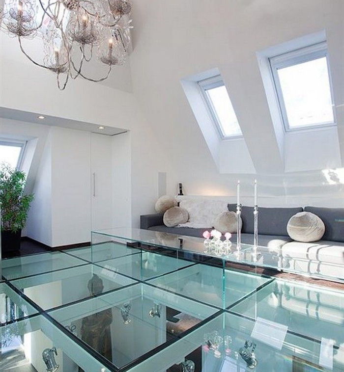 penthouse razkošje doma tla iz stekla pod videti sodobno luksuzno trendy