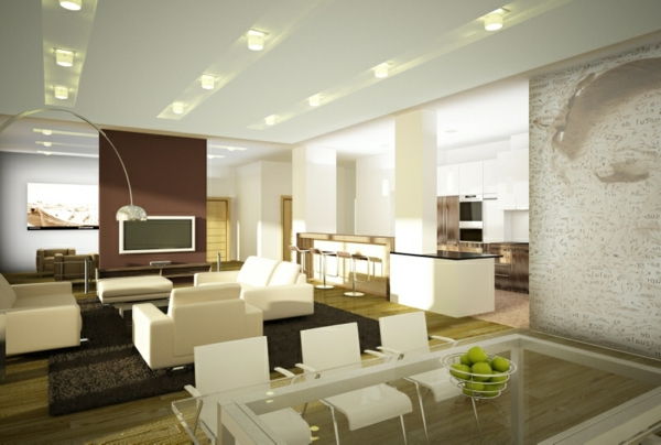 den-bästa-vardagsrummet med modern belysning design i vitt