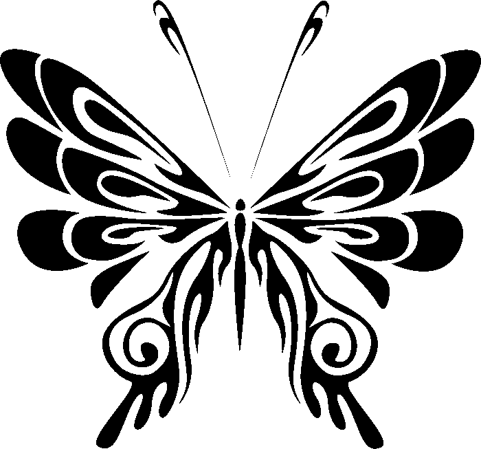 Ta en titt på denne sommerfugltema tatoveringen - her er en svart flygende sommerfugl med svarte store vinger