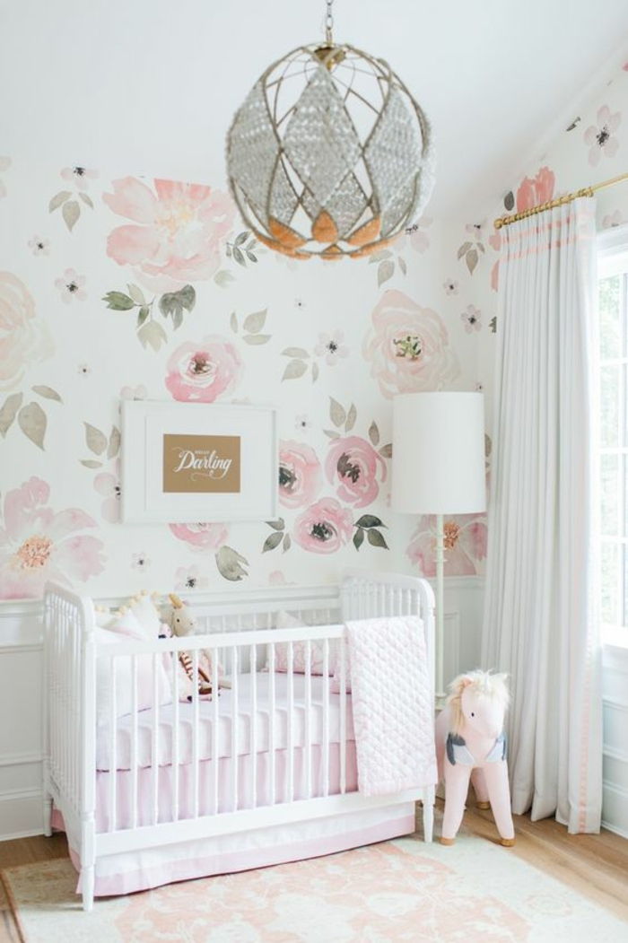 Kreş tasarım fikirleri için güzel bir oda bebek kız için harika lamba unicorn oyuncak yatak