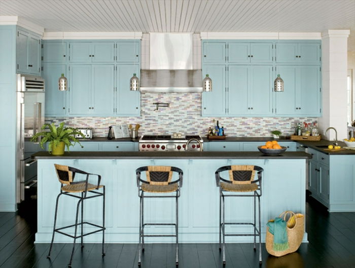 Deco idėjos-už-virtuvė-mėlyna Kuko salos-in