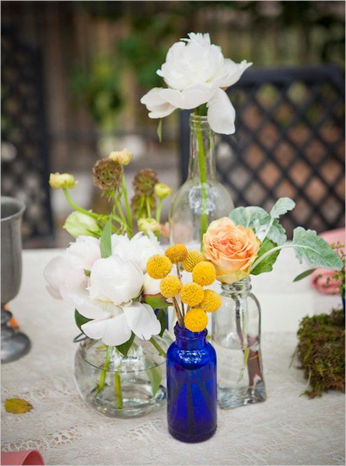 deco vazen-met-glazen vazen ​​sieren Gorgeous verse bloemen