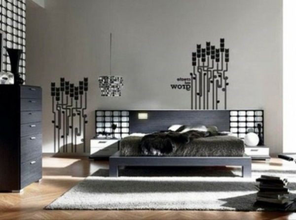 Dekorera idéer-för-sovrum-hane-design-grå-bäddsrum