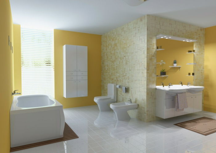 fikirler Dekorasyon daire-modern banyo-in-beyaz-sarı
