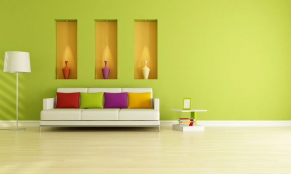dekoracija-dnevna soba dekoracijo sten-v-zelene barve