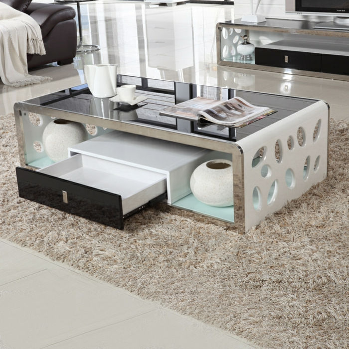 Design-coffee table-of-glass og stål