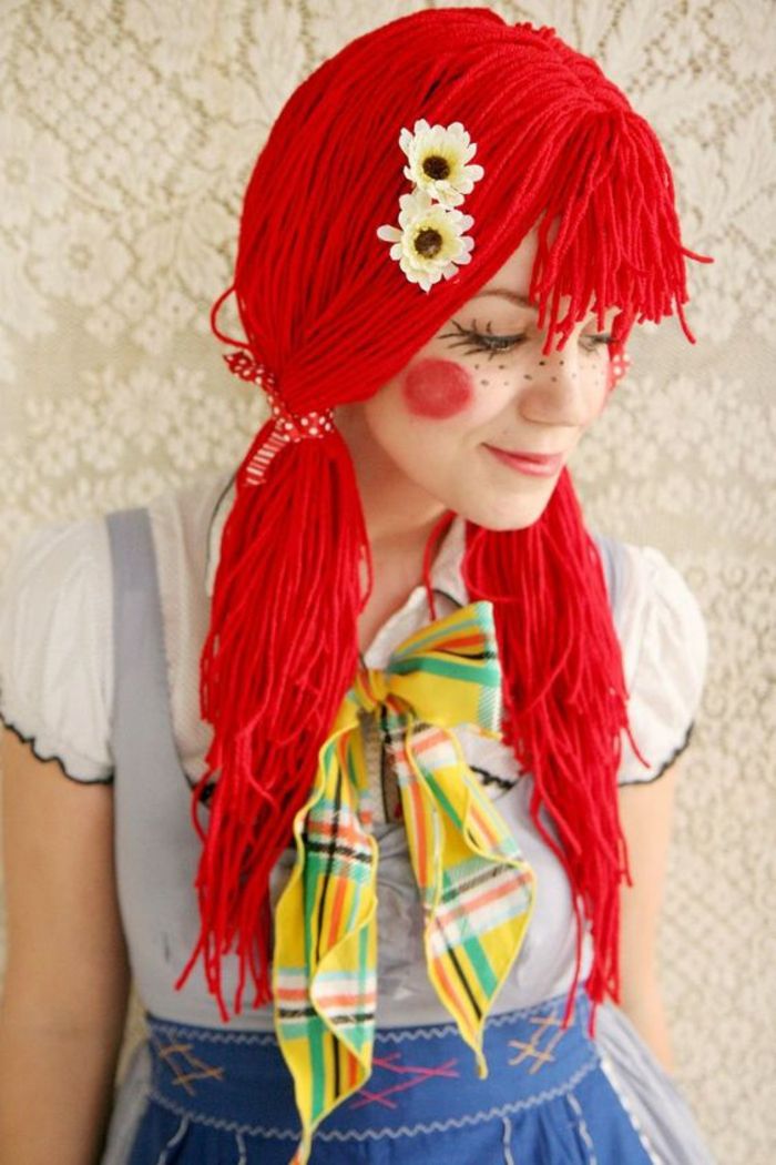 vinobranie červeno-vlasy dievča DIY karneval kostým s pihami tvoria