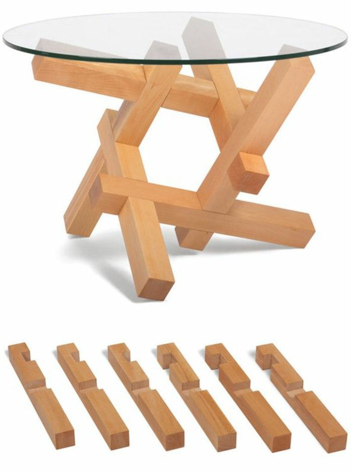 DIY-Moebel-do-it-yourself Moebel-table-of-drewna i szkła