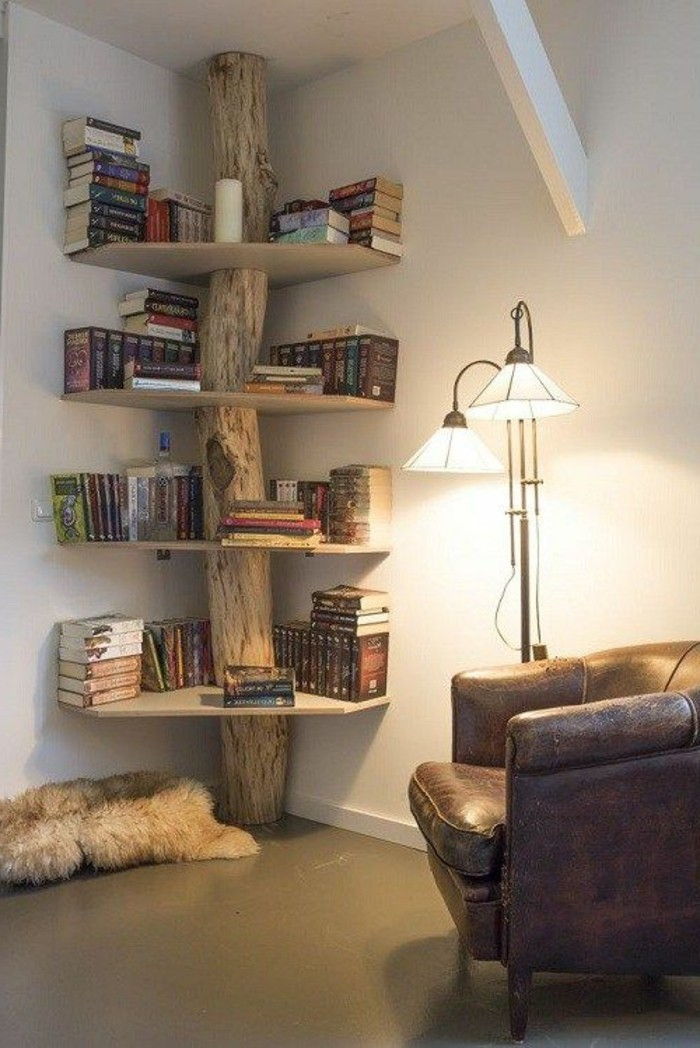 DIY-Moebel-creative-wohnideen-tree-Regal-of-drewna-z make-książek majsterkowania