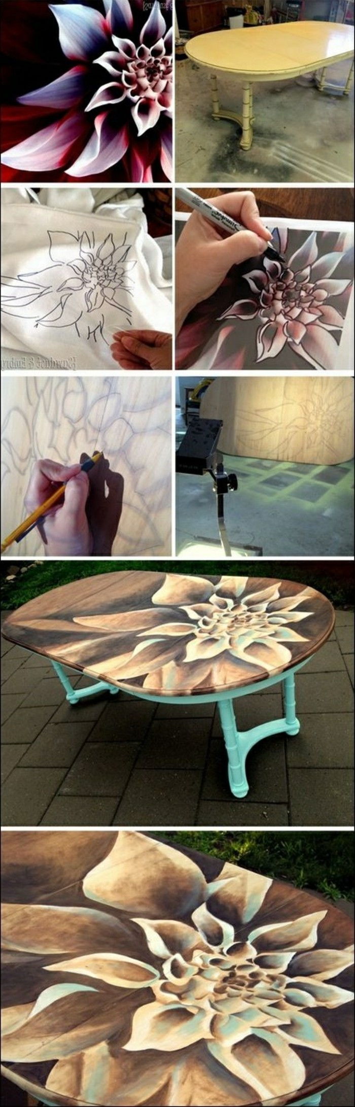 DIY-Moebel-creative-wohnideen-table-zdobienia z Flowers-