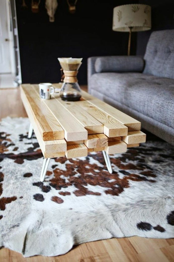 DIY-Moebel-wohnideen-siebie-make-table-of-drewna-szarą sofą