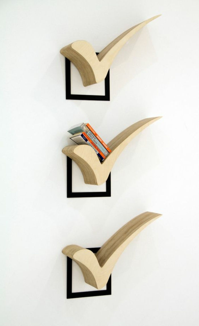 DIY-parede prateleira de-madeira-books-interessante de parede design-Wanddeko-prateleiras